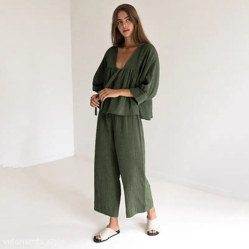 FRENCH NATURAL SATIN PAJAMAS-VETEMENTS 