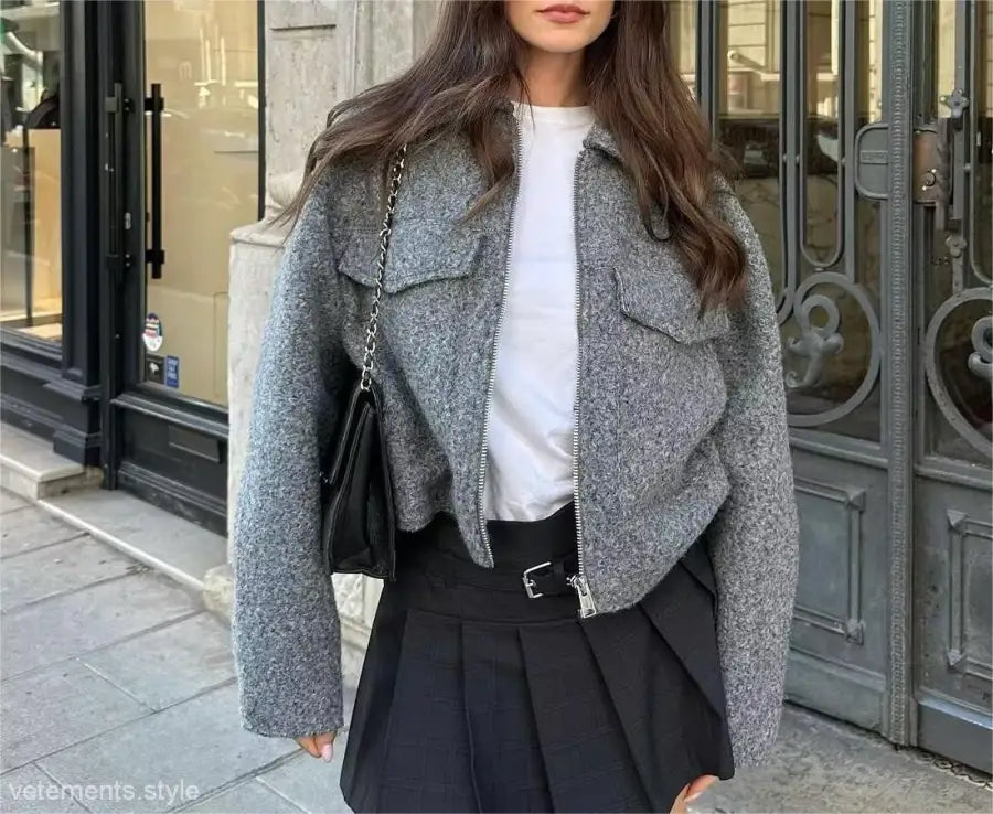 COLLAR SOFT TWEED JACKET-VETEMENTS 