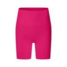 Bright pink high-waisted athletic shorts or bike shorts.