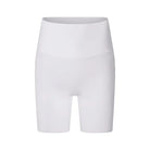 White high-waisted athletic shorts or bike shorts.