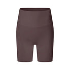 Brown high-waisted cycling or compression shorts.