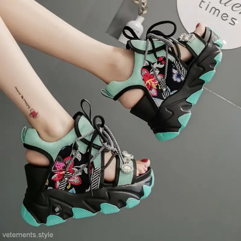 STYLISH LACE-UP BUCKLE PUNK SANDALS-VETEMENTS 