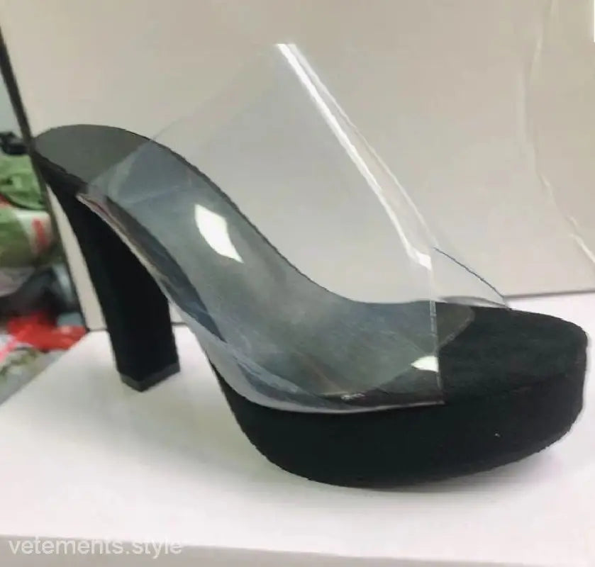 BLACK CLEAR THICK HEELS-VETEMENTS 