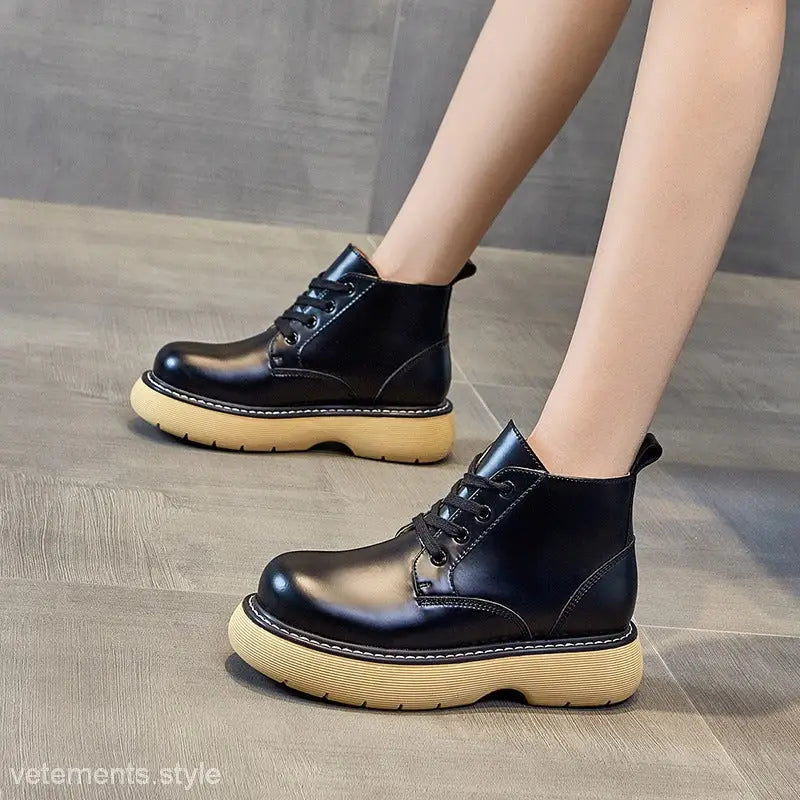 STYLISH THICK-SOLE LEATHER BOOTS-VETEMENTS 