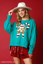 SWEET SEQU THICKENED ALL MATCHING TOP LONG SLEEVE CHRISTMAS SWEATER