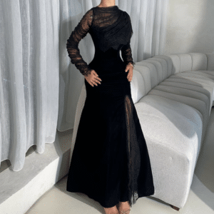 Black Velvet Stitching  Slim Dress