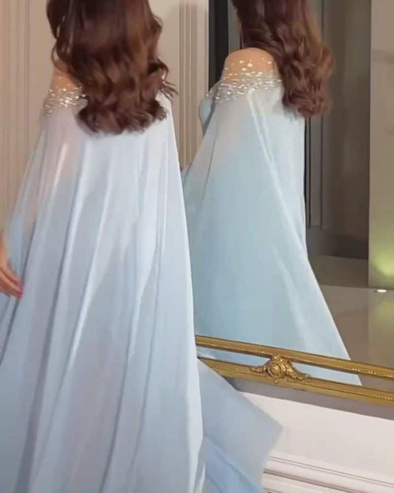 Rhinestone Pearl Chiffon Evening Dress - Image 10