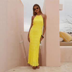 Backless Lotus Leaf Dress