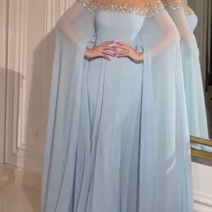Rhinestone Pearl Chiffon Evening Dress