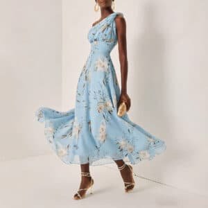 Elegant One Shoulder Chiffon Dress