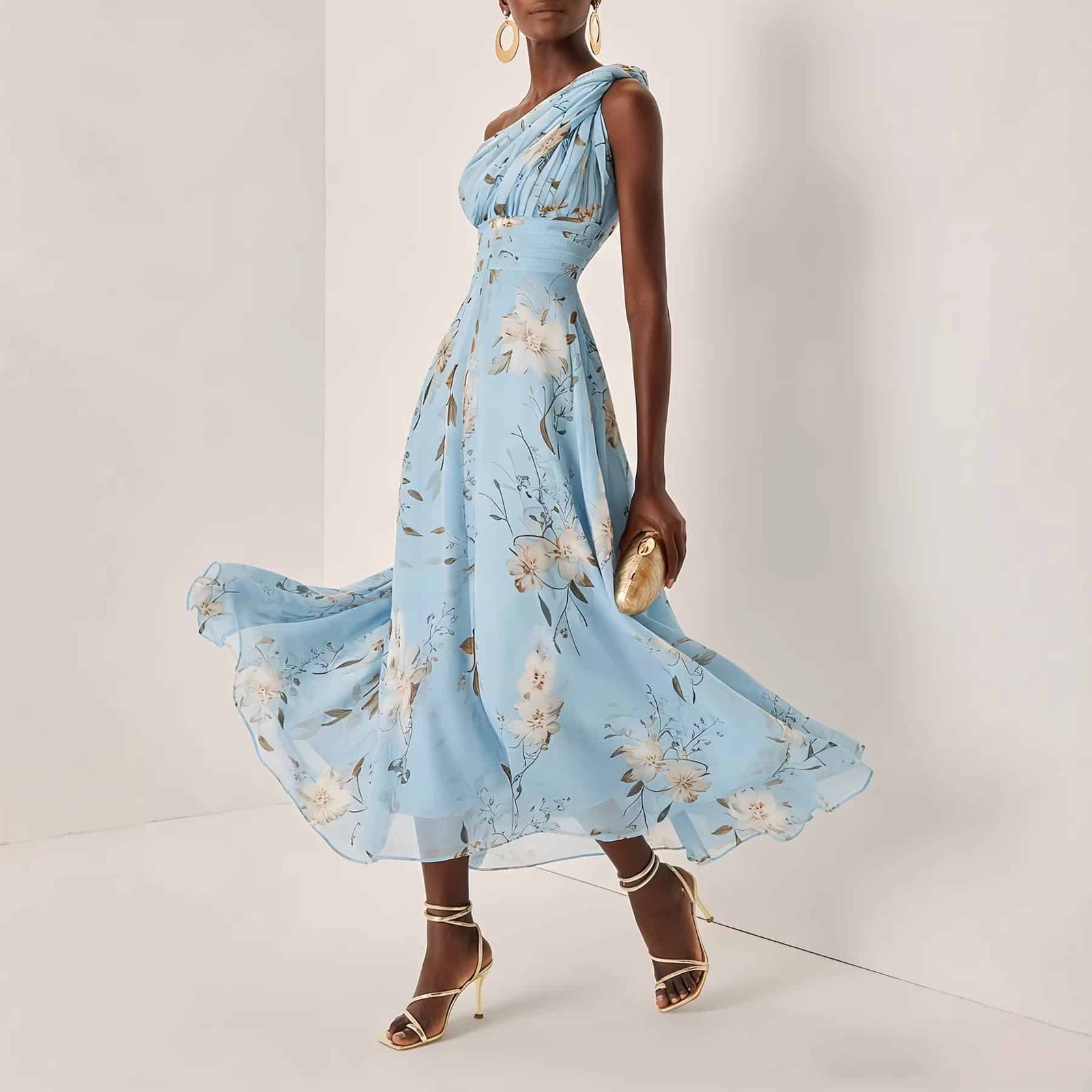 Elegant One Shoulder Chiffon Dress