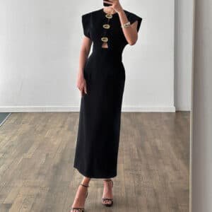 Tight Waist Cutout Elegant Dress