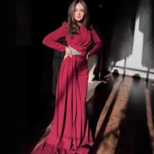 Long Rhinestone Elegant Graceful Waist Tight Dress