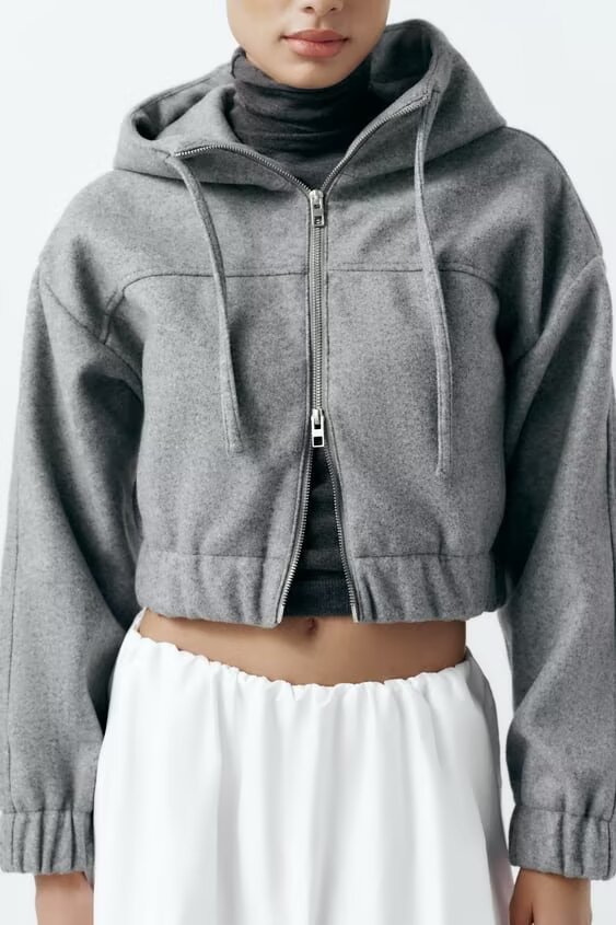 Zipper Fabric Short Sweater