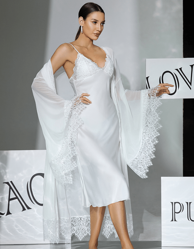 Satin Two Piece Nightgown - Image 2