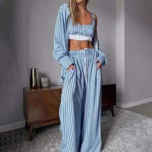 Blue Striped Pajamas Set