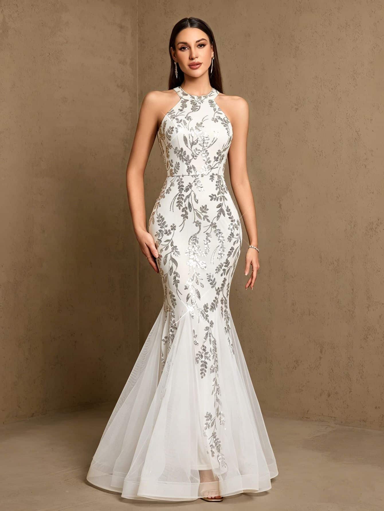 Pearl Embroidery Evening Dress - Image 2