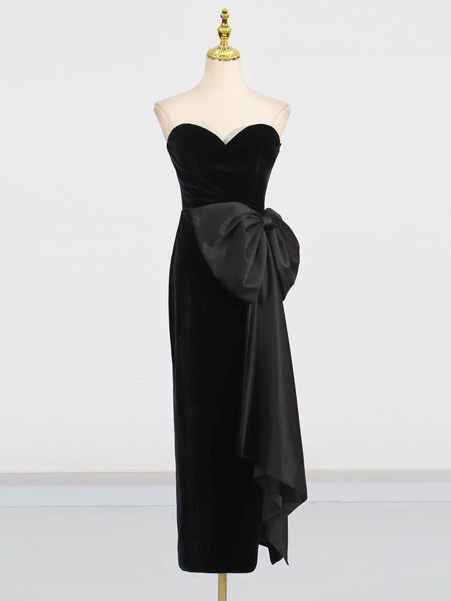 Waist Slimming Bow High Dress - Image 3