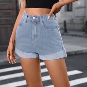 Washed Mid Denim Shorts