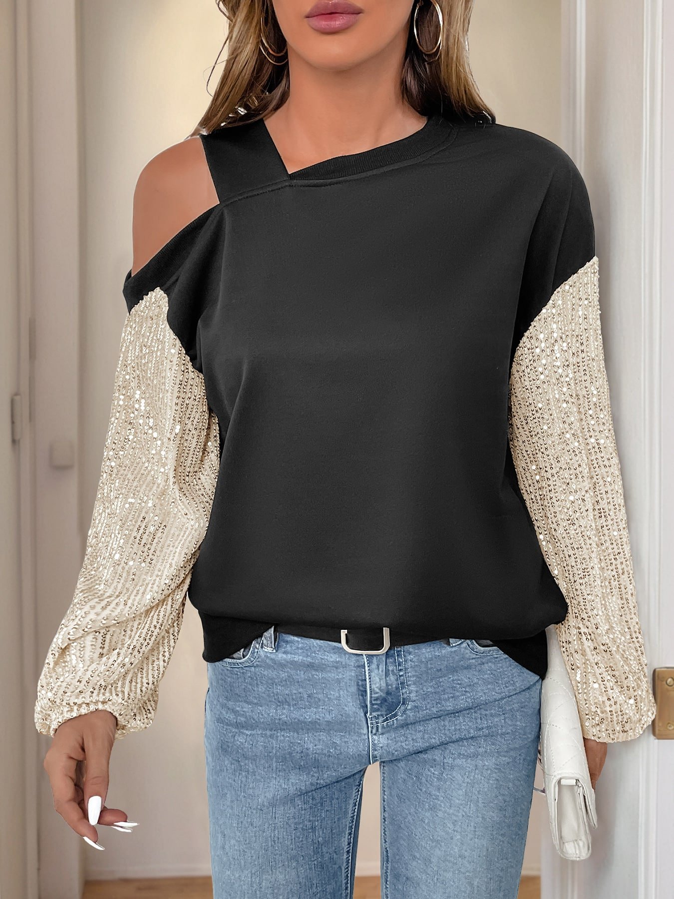 off Shoulder Multicolor Hoodie - Image 3