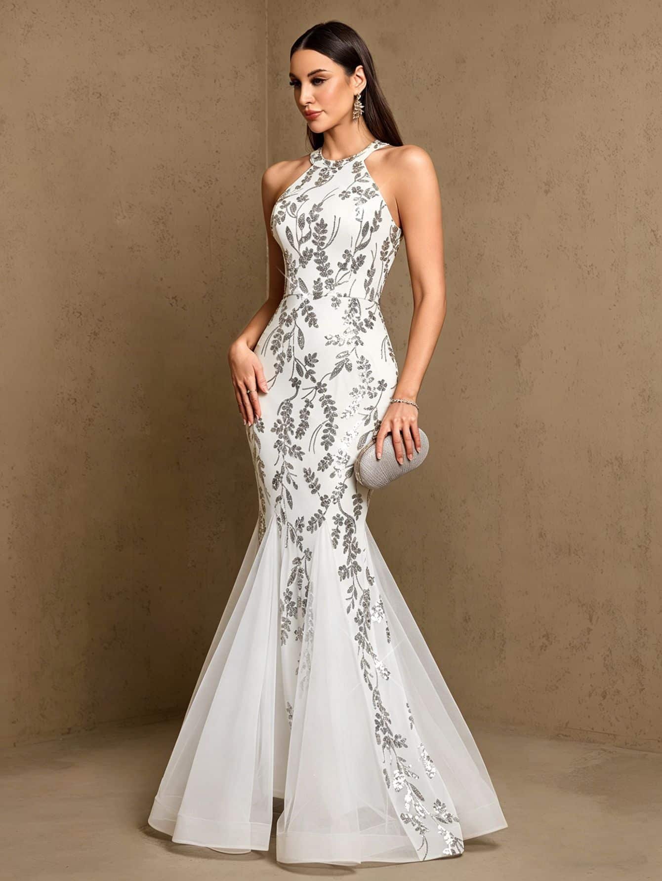 Pearl Embroidery Evening Dress - Image 4