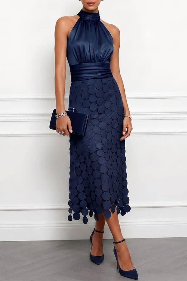 Summer Satin Stitching Dress - Image 6