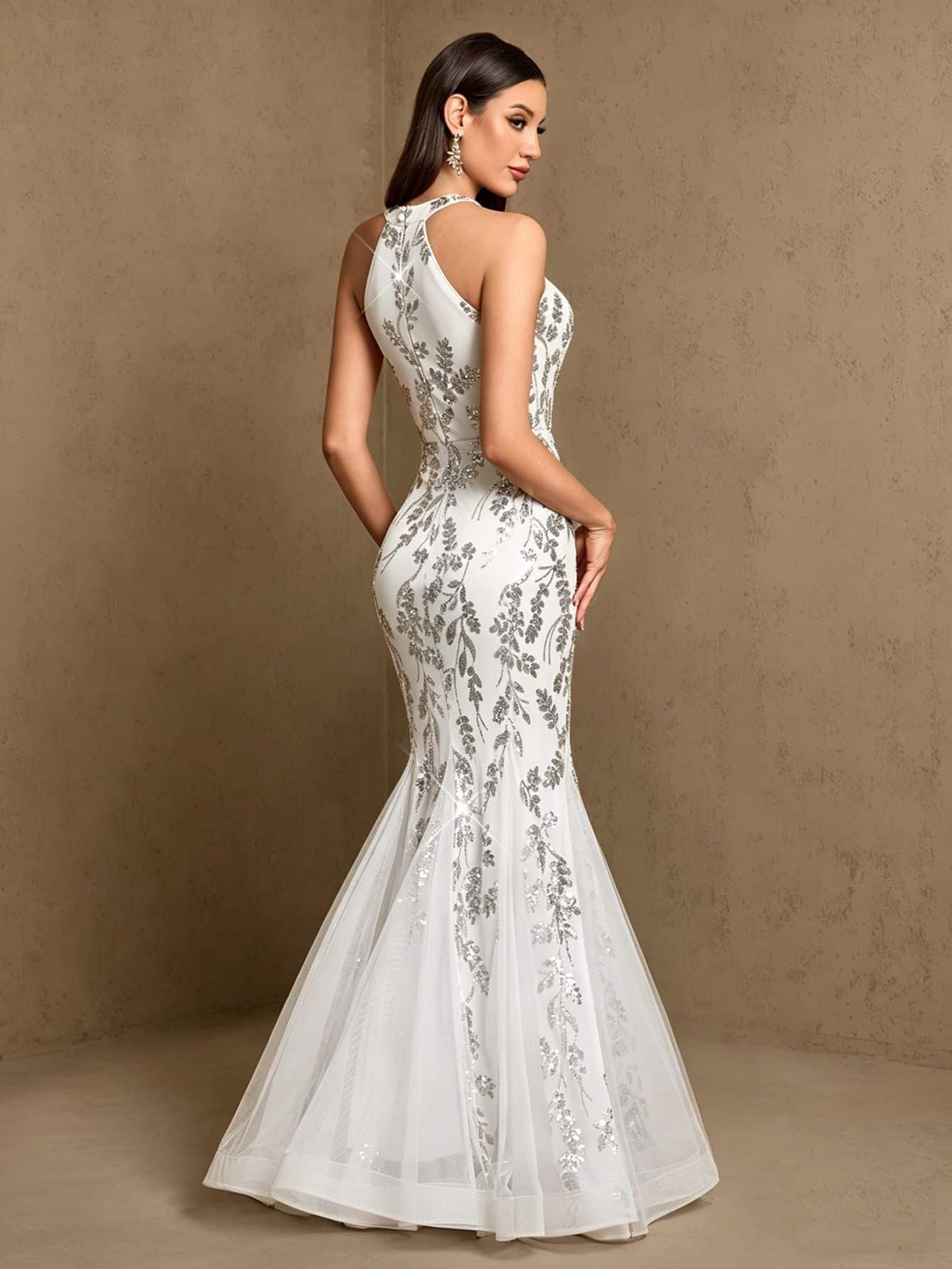 Pearl Embroidery Evening Dress - Image 3
