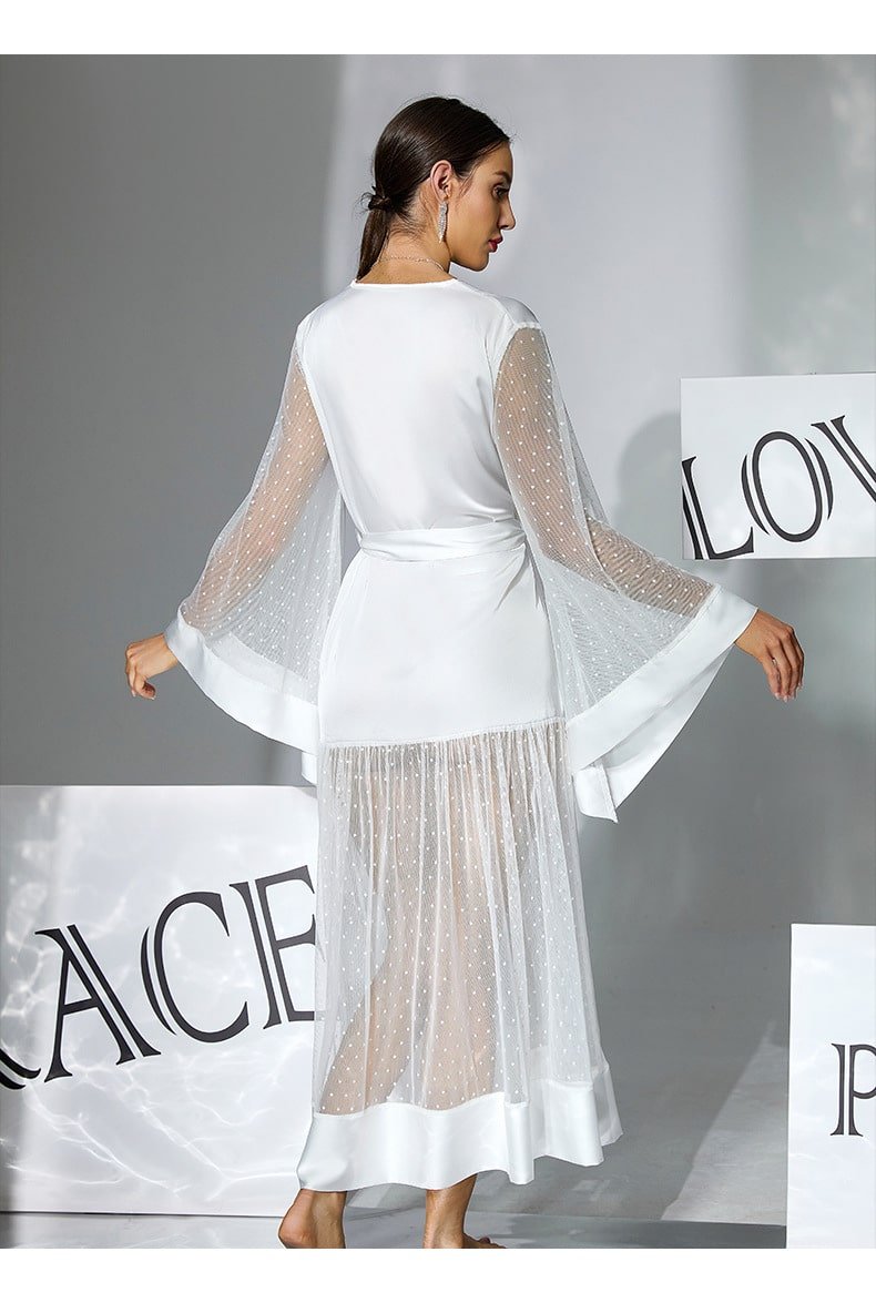 Patchwork Flared Sleeves Nightgown - Image 5