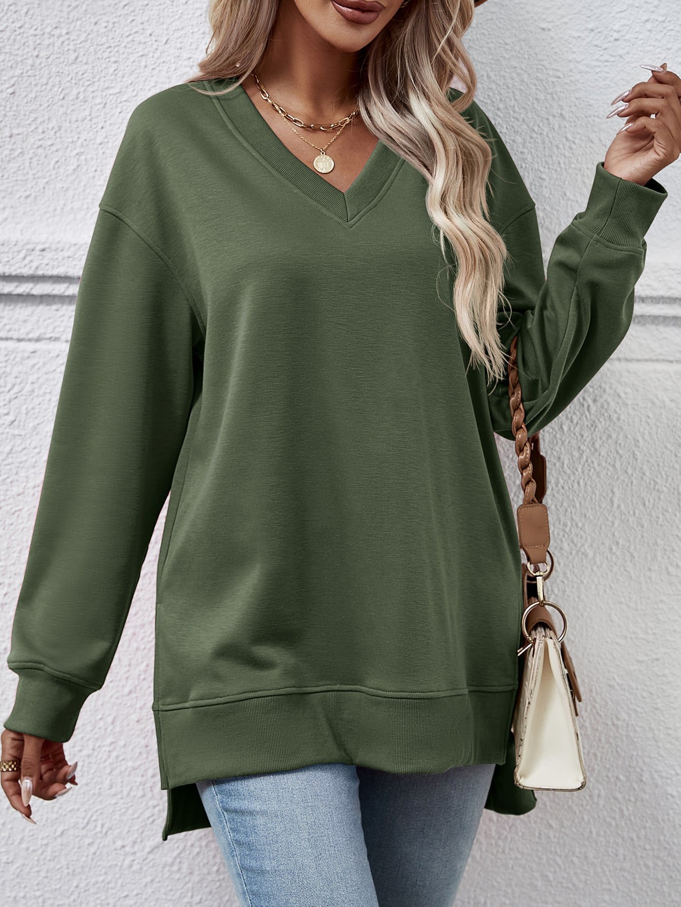 Split Front Short Sweatshirt - Image 3