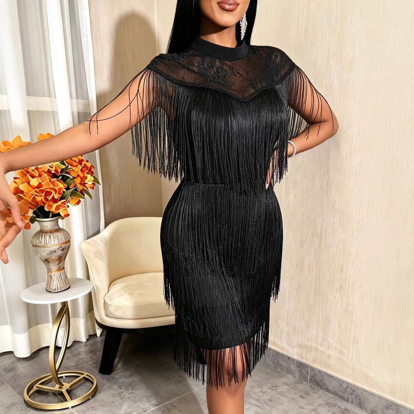 Voile Hem Evening Dress - Image 2