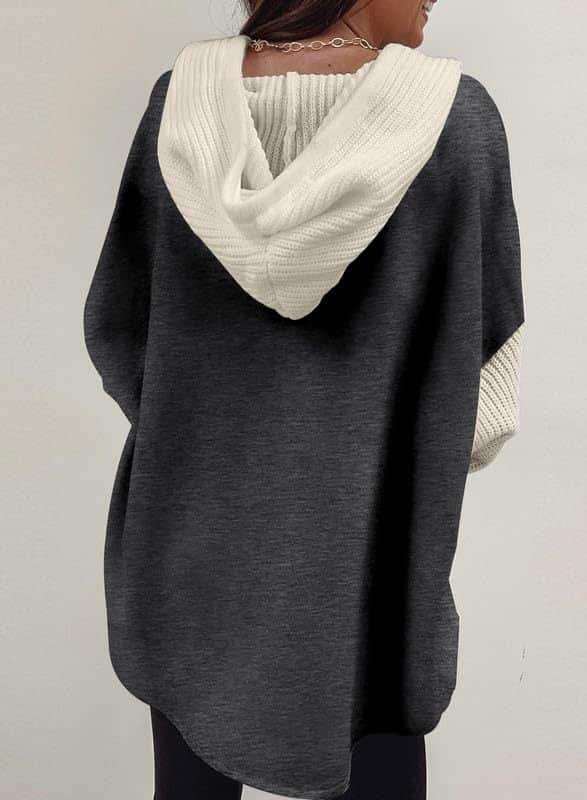 Patchwork Hoodie Casual Sweater - Image 3