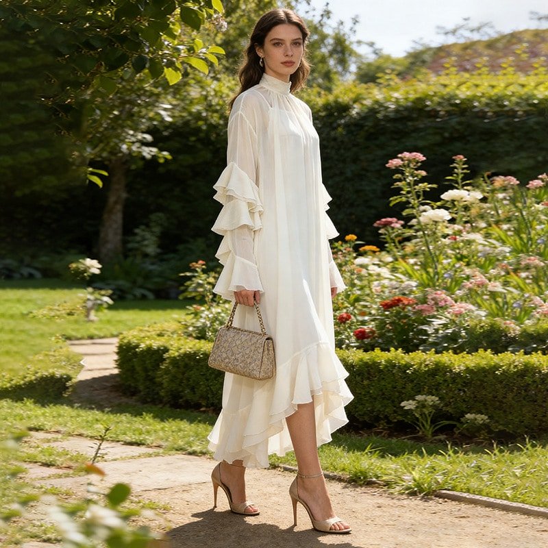 Spring High Neck Two Piece Dress