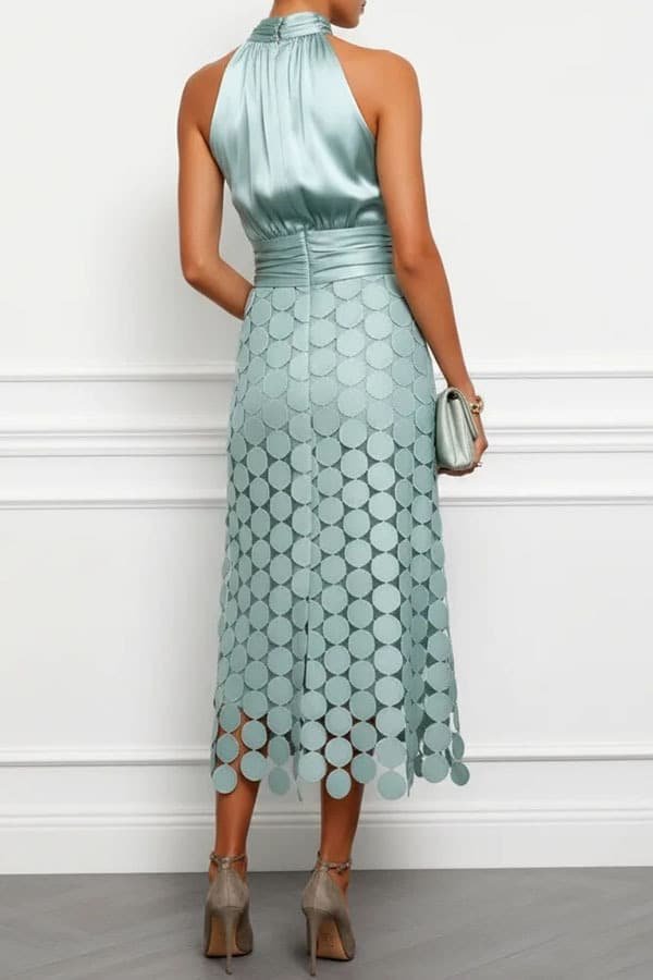 Summer Satin Stitching Dress - Image 5