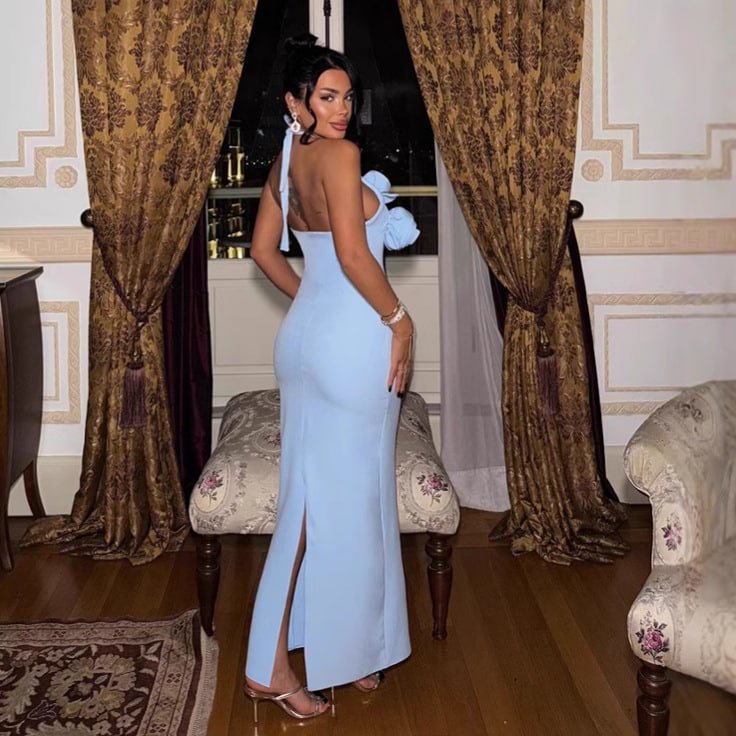 Halter Backless Split Dress - Image 3