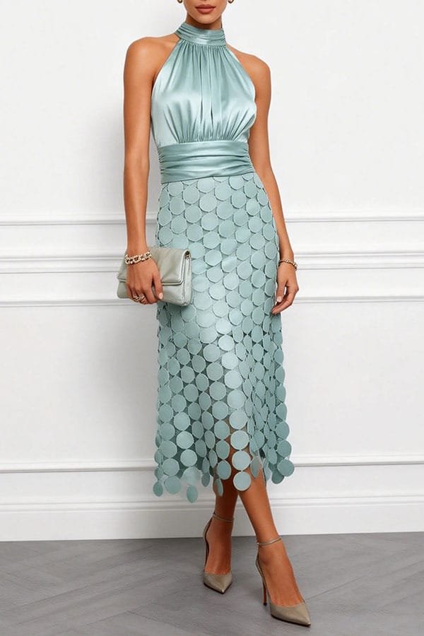 Summer Satin Stitching Dress - Image 4
