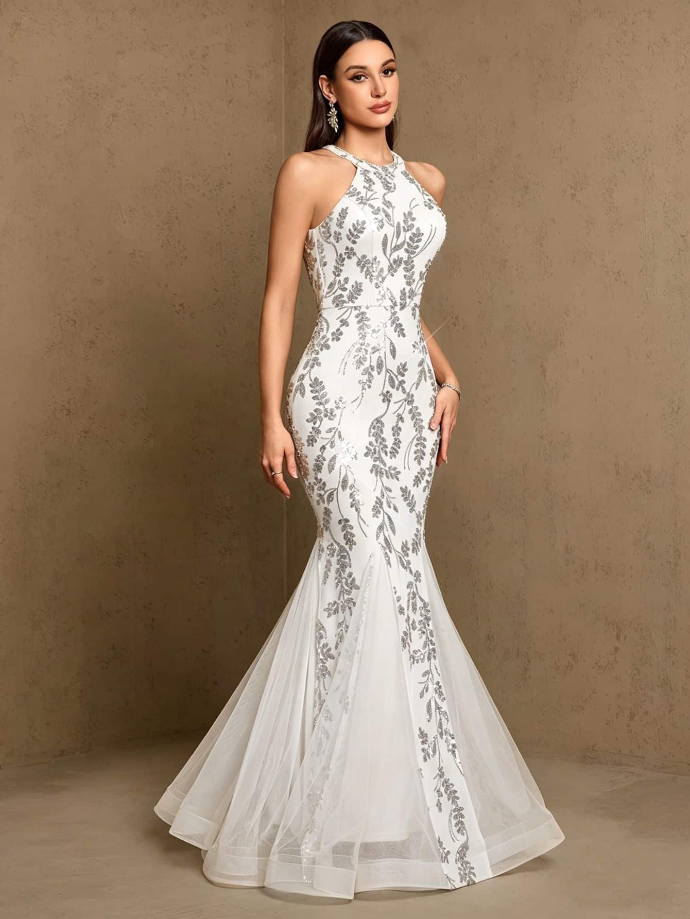 Pearl Embroidery Evening Dress - Image 5