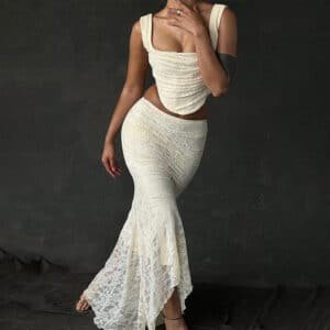 French Lace Skirt Set