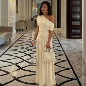 Fashionable Diagonal Collar Dress