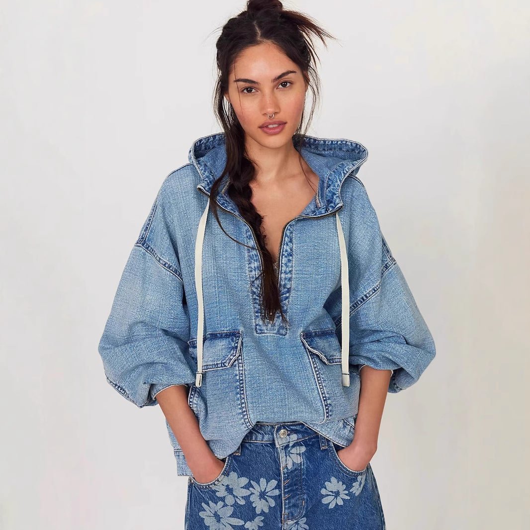 Casual Washed Denim Top