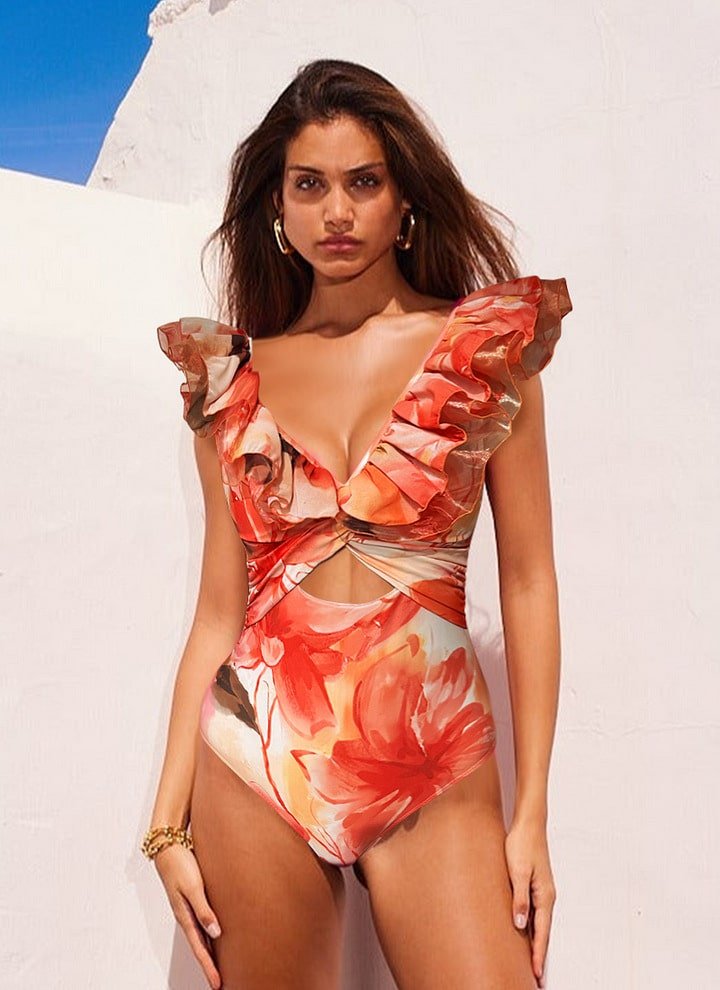 Flounced One Piece Swimsuit - Image 5