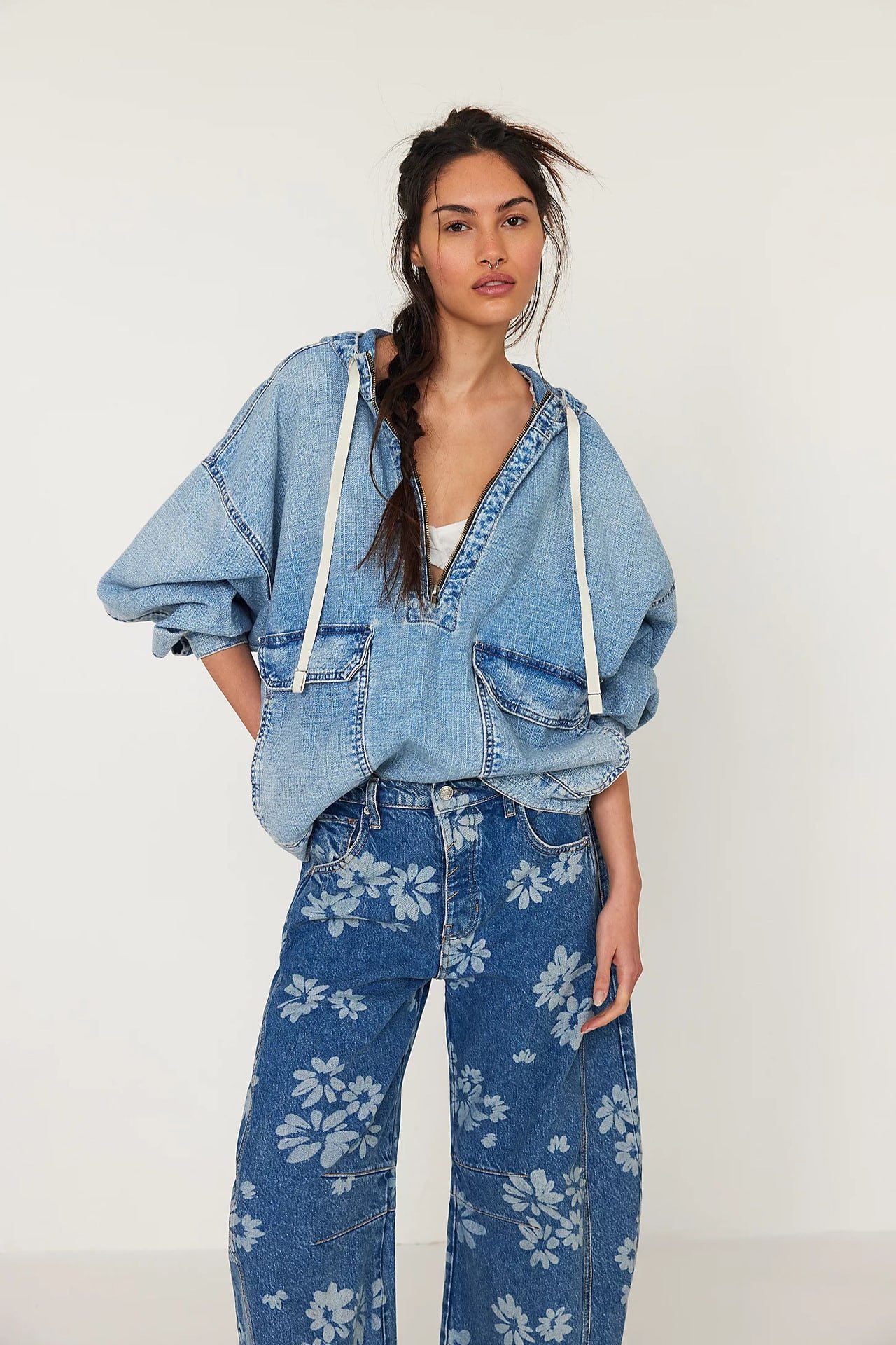 Casual Washed Denim Top - Image 3