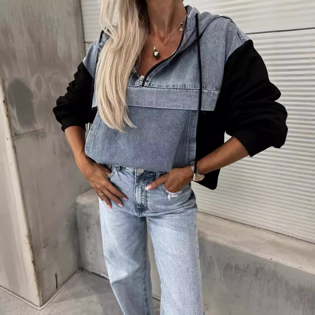 Casual Denim Sweatshirt