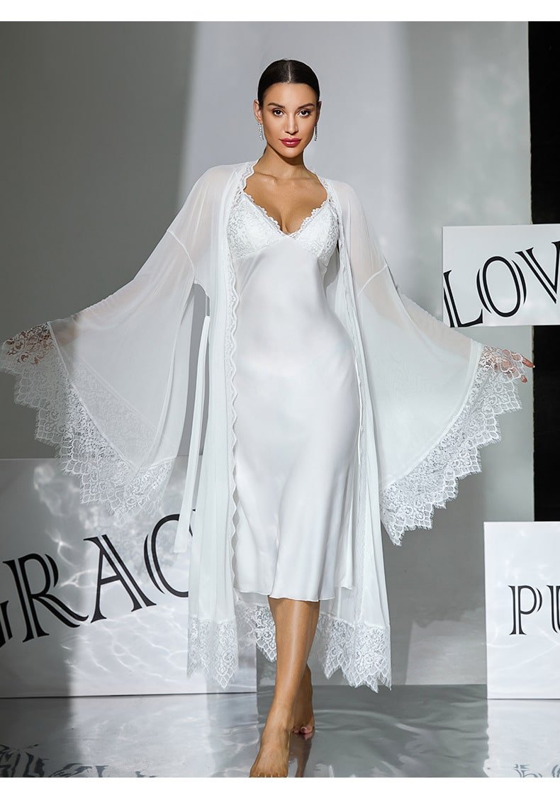 Satin Two Piece Nightgown - Image 4