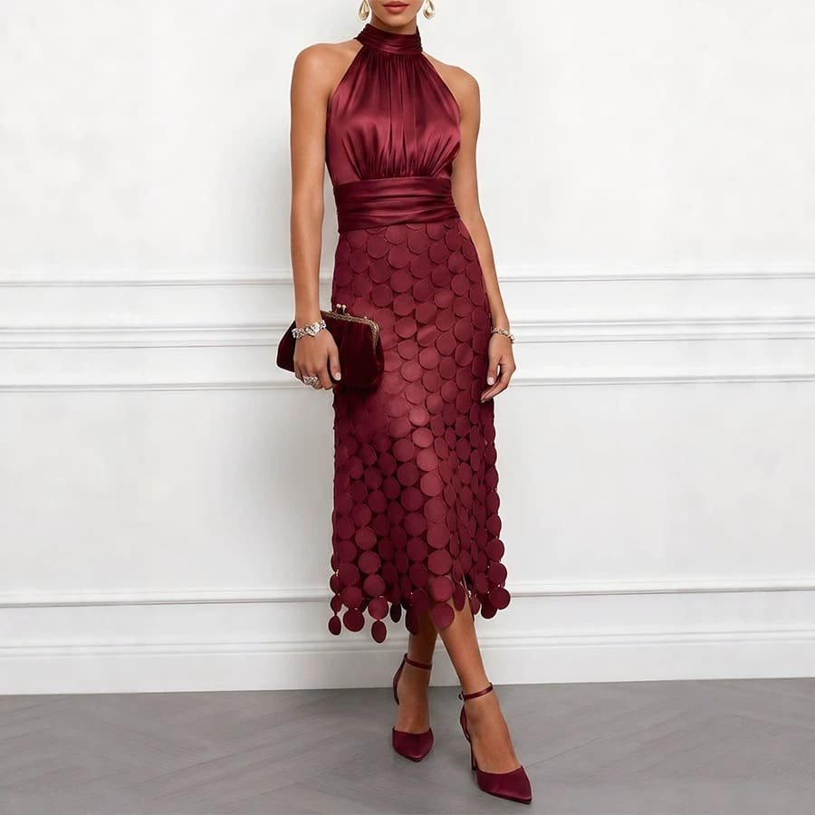 Summer Satin Stitching Dress