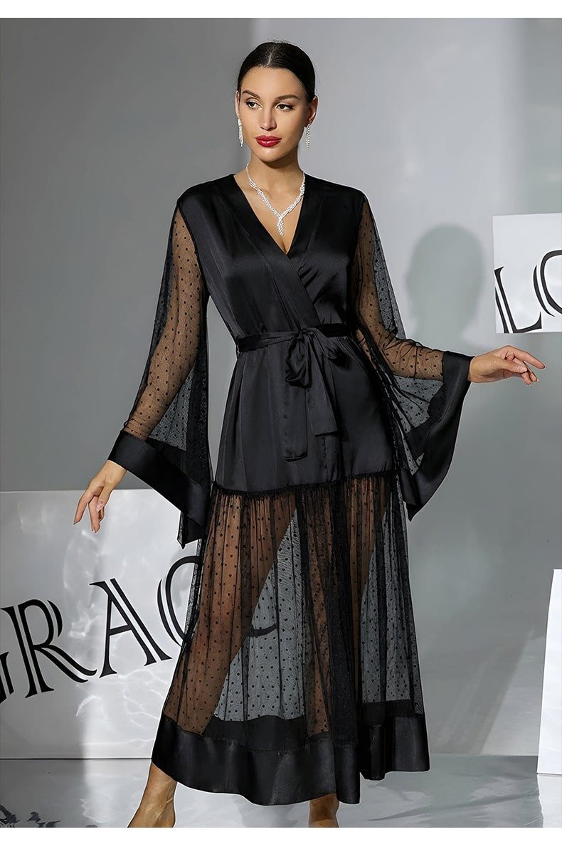 Patchwork Flared Sleeves Nightgown - Image 2
