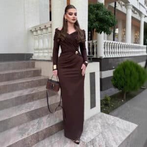 فستان ماكسي كاجوال بحزام ضيق