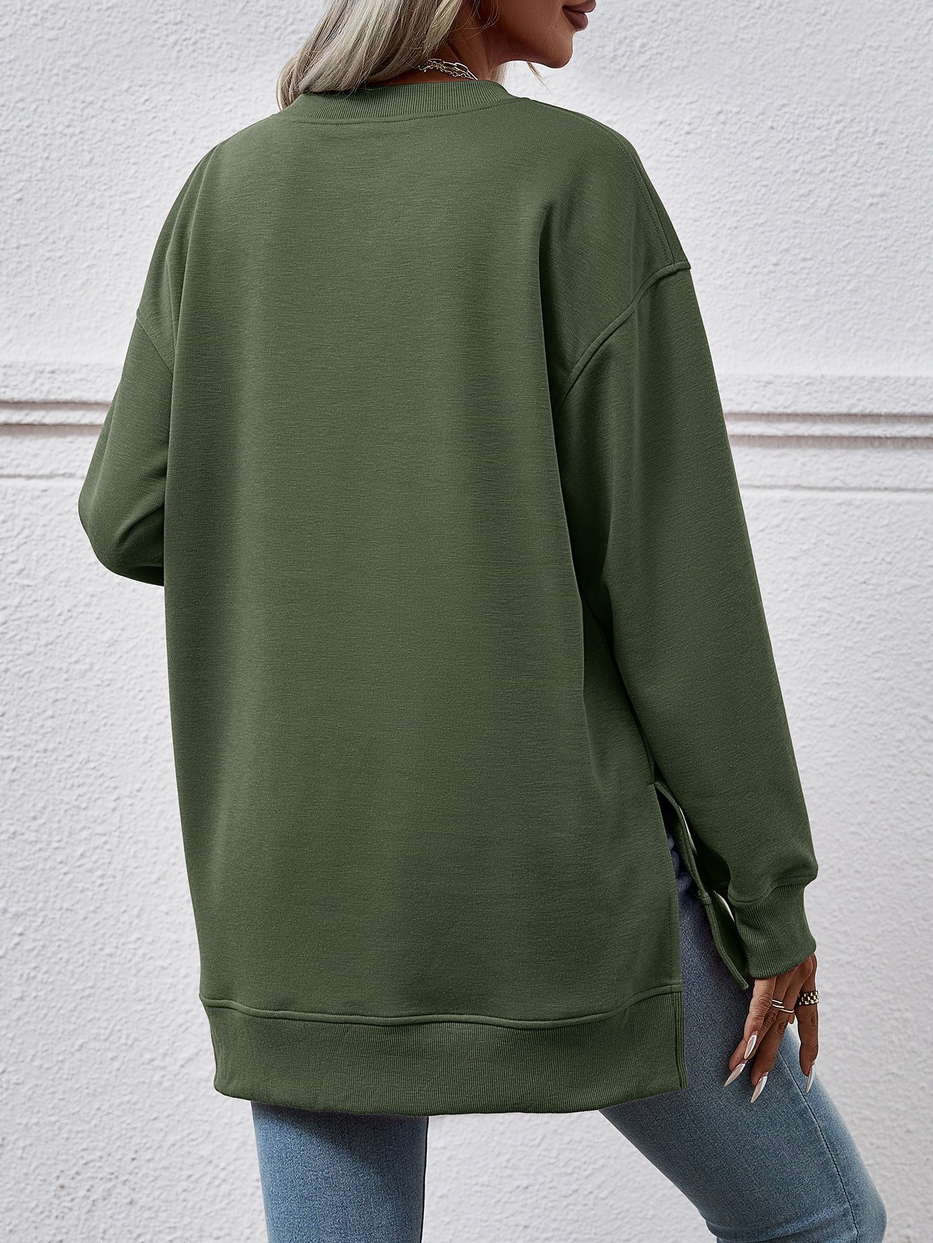 Split Front Short Sweatshirt - Image 4