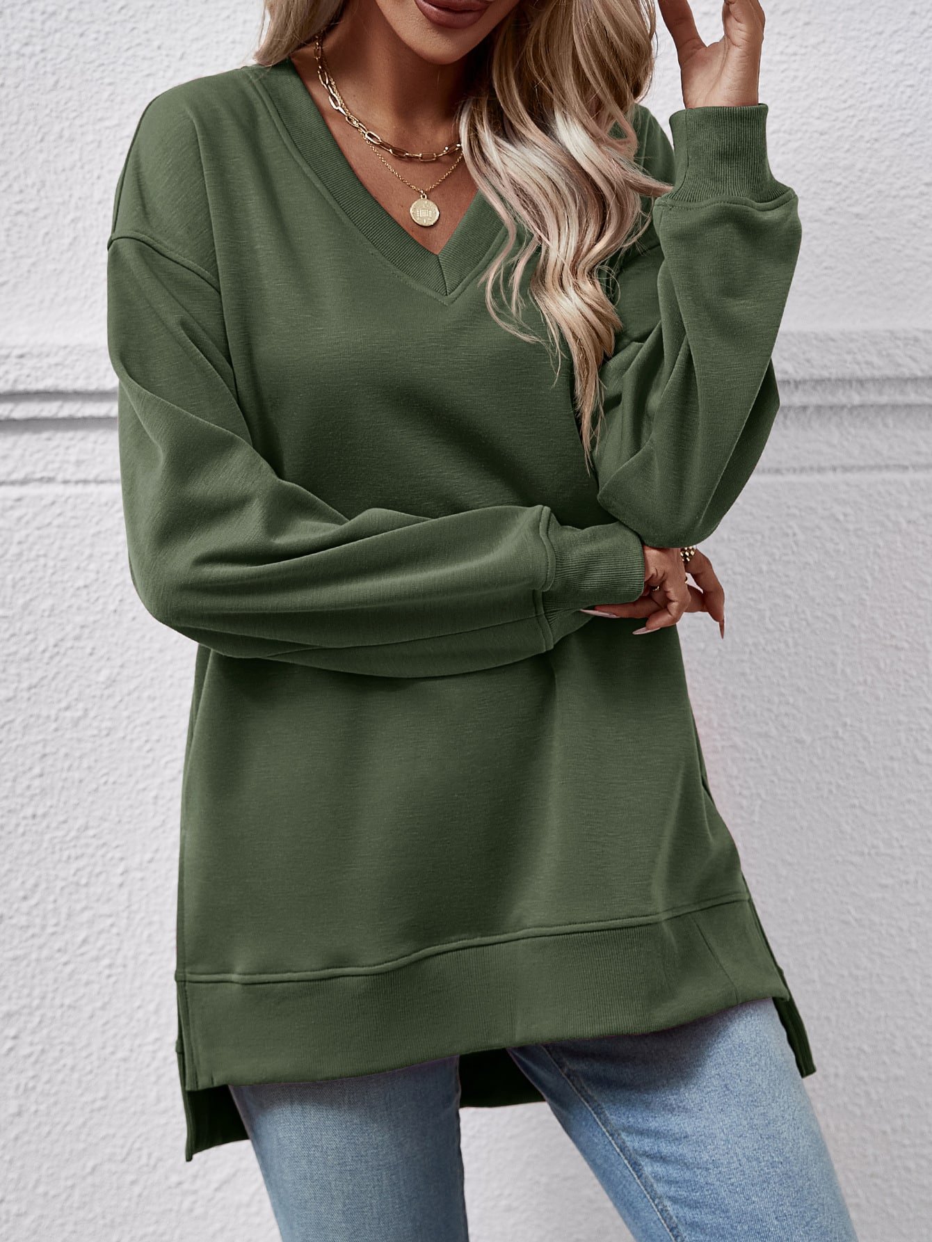 Split Front Short Sweatshirt
