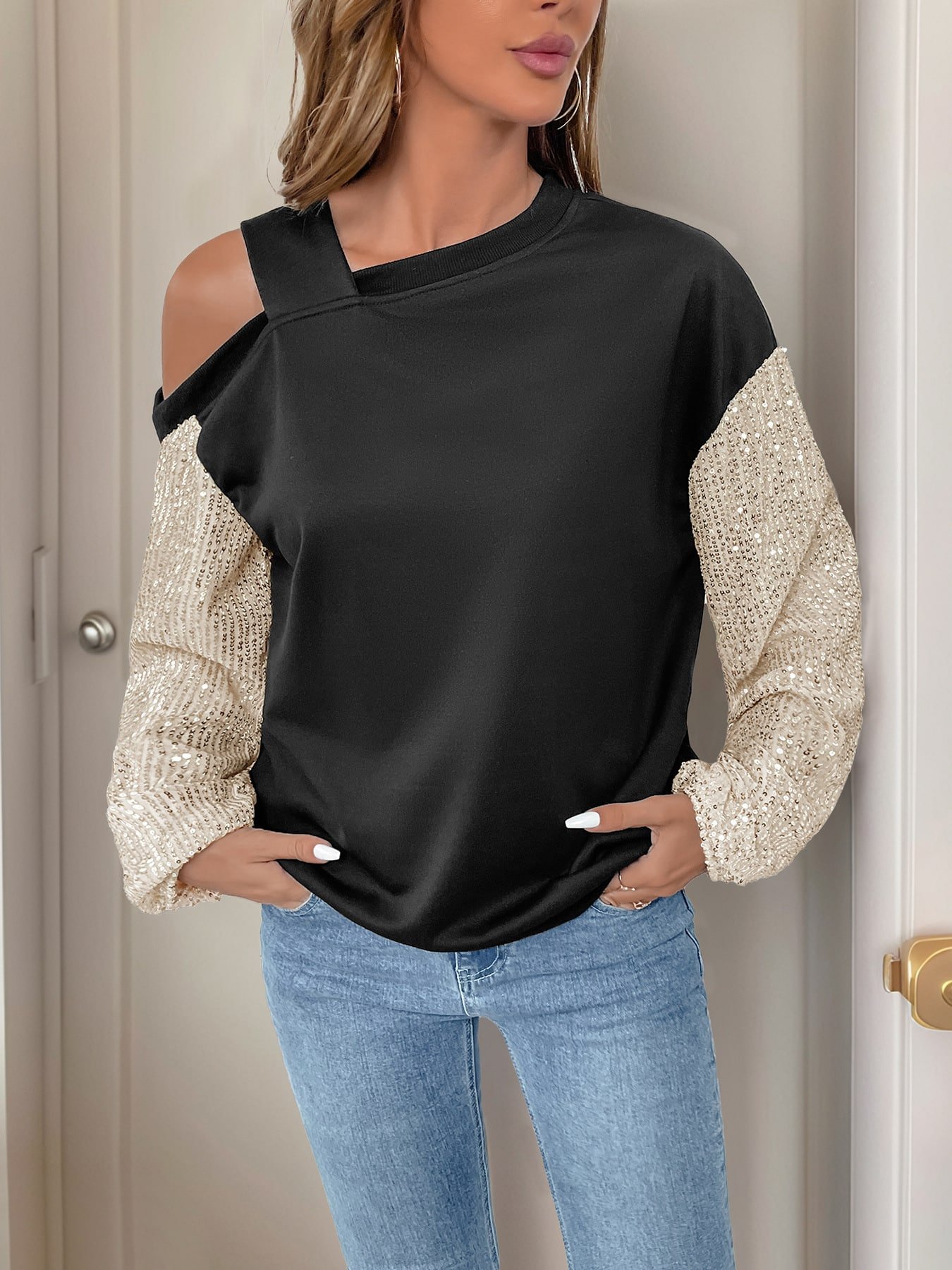off Shoulder Multicolor Hoodie - Image 2