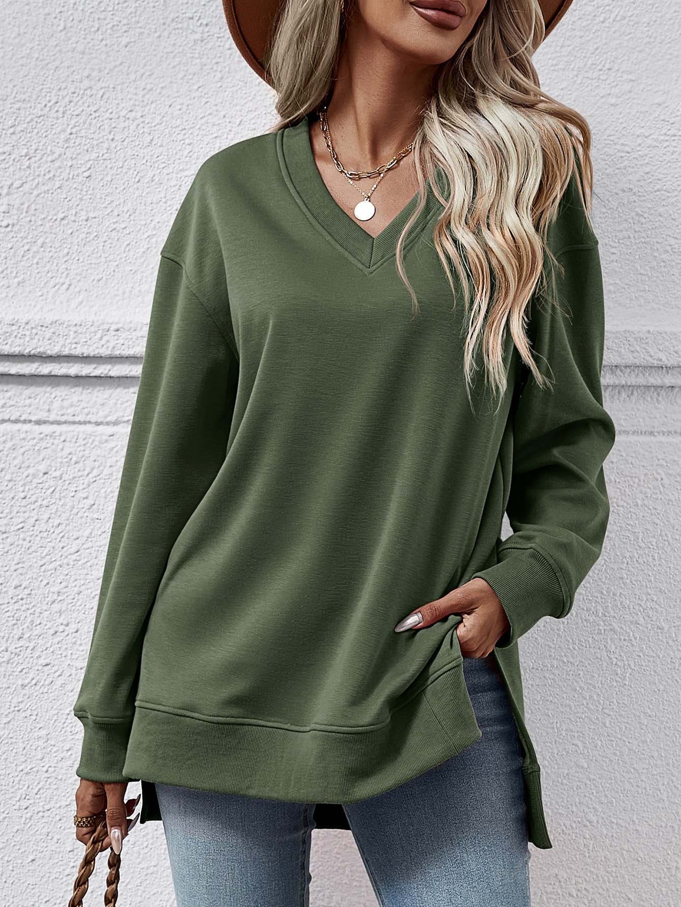 Split Front Short Sweatshirt - Image 6